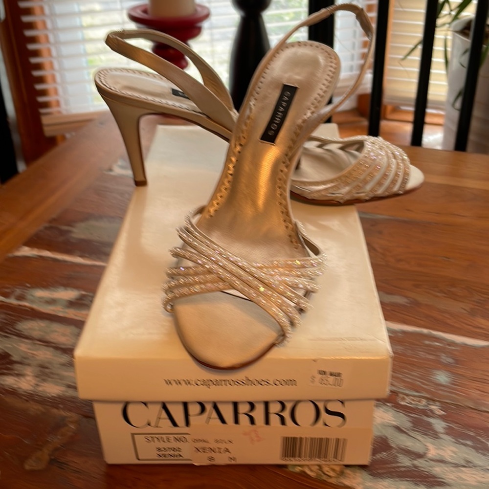 Caparros Evening Shoes, beautiful beige sparkle when you walk. EUC